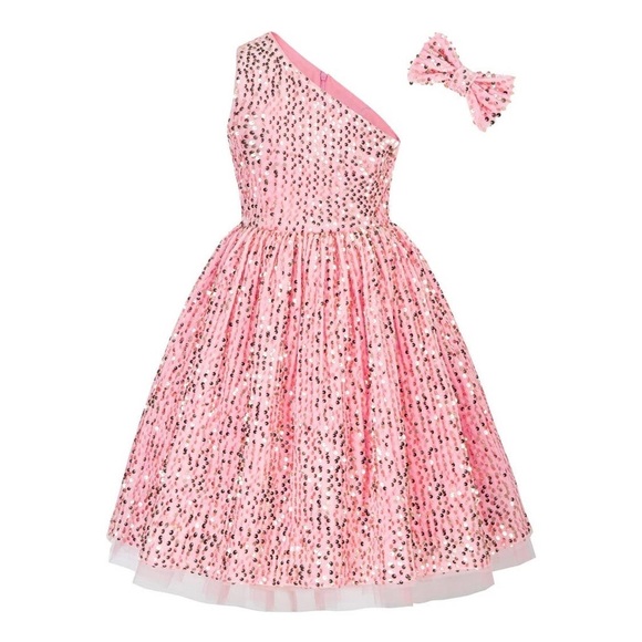 New Grace Karin Pink Sequence Girls Dress